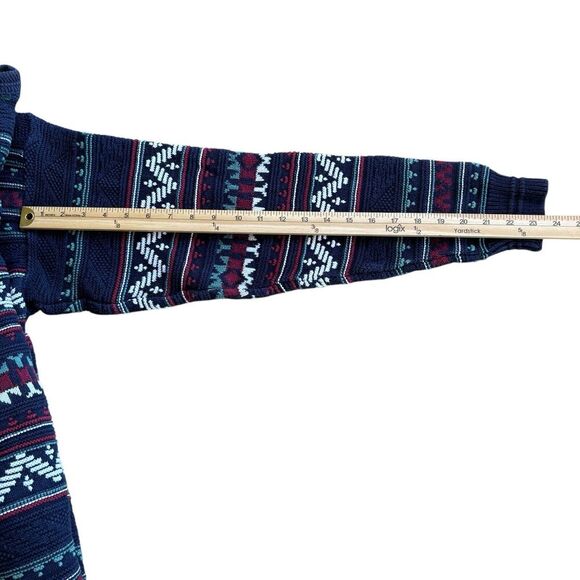 Vintage Jantzen Geo Striped Acrylic Sweater Size M Crewneck Grandpa Dad Preppy - Picture 6 of 8